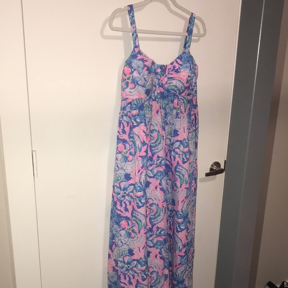 Lilly Pulitzer Blue and Pink Midi Dress Azora - Picture 1 of 1